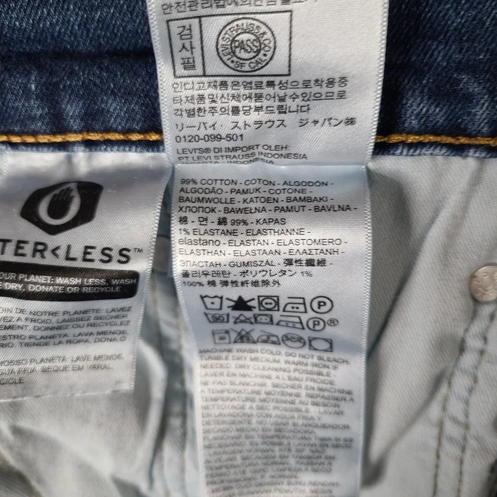 Levis Jeans Mens 42x30 Blue Athletic Taper Stretch Denim Dark Wash Cotton Blend